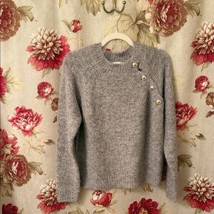 Easy Clothes Plush Marled Purple Button-Detail Sweater